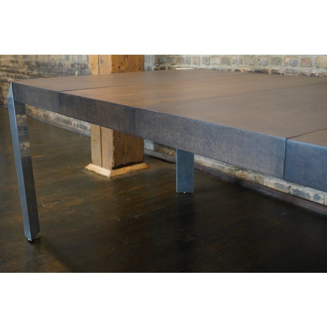 Coffee 1970s Mid-Century Modern Extendable Dining Table With Chrome Legs by Baker Furniture For Sale - Image 8 of 9