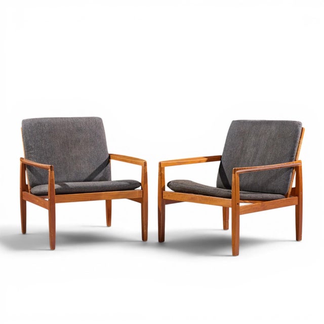 Mid-Century Modern Hans Olsen for Juul Kristensen Model 519 Mid Century Danish Teak and Cane Chairs - Pair For Sale - Image 3 of 13