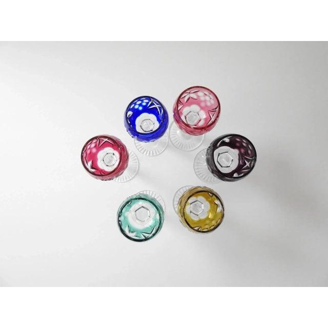 Vintage Lausitzer Colored Crystal Cordial Liquor Shot Glasses