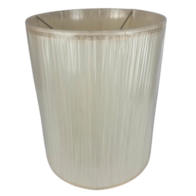 Ivory Vintage Stiffel Ivory Silk Barrel Lampshade, Original Cellophane 18.75 X 14.75 For Sale - Image 8 of 10