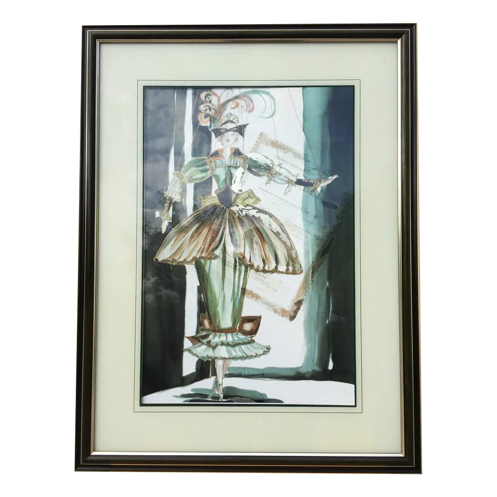 Jutta Ritter Scherer, Modern Ballerina Puppet, 1980s, Lithograph | Chairish