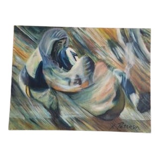 1950s Realism Lyrical Abstraction "Dynamic Embrace" Painting by N. Patteson For Sale
