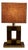 Mid-Century Geometric Table Lamp in Briar and Brass with Canvas Shade, Italy, 1970s For Sale