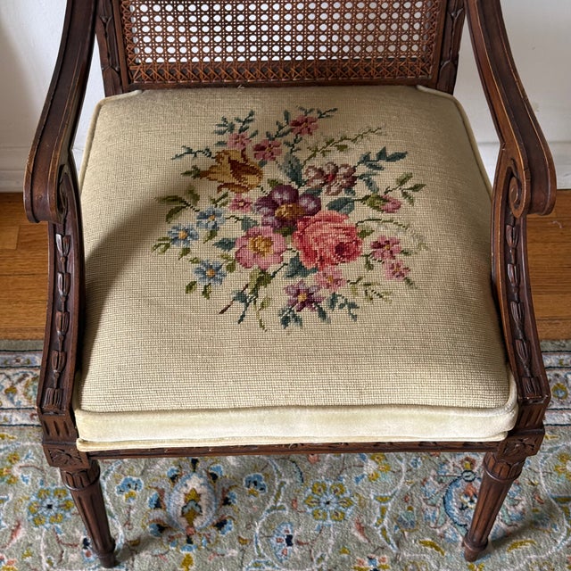 Textile Vintage Neoclassical Cane Back Dining Chairs by Karges, Set of 8 For Sale - Image 7 of 11