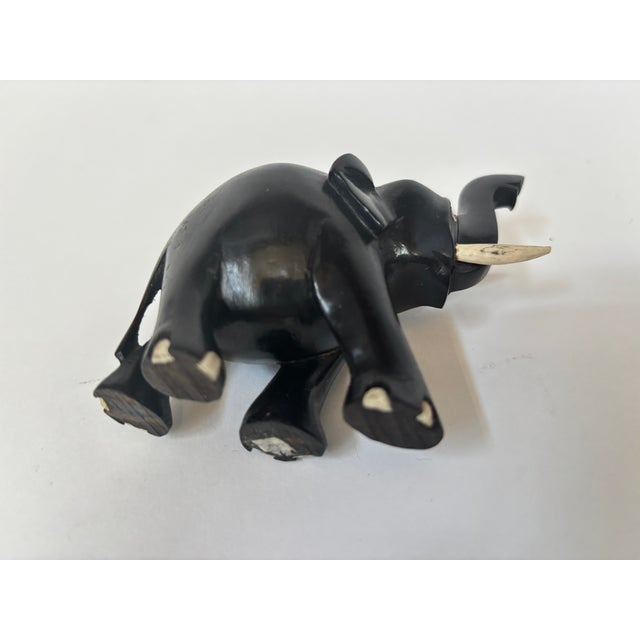 Antique Hand Carved Anglo-Indian Elephant Sculpture, Ebonized Wood For Sale - Image 9 of 14