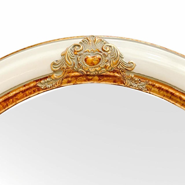 Victorian 1980 French Provincial Oval Wall Mirror For Sale - Image 3 of 5