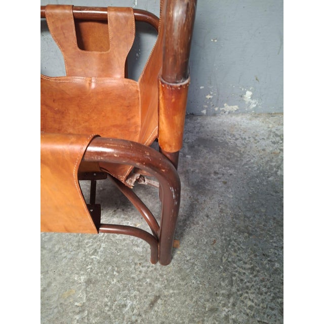 Vintage Safari Chairs in Leather and Bamboo by Tito Agnoli, 1970, Set of 2 For Sale - Image 16 of 18