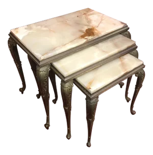 Art Nouveau Side Tables With Onyx Tops - Set of 3