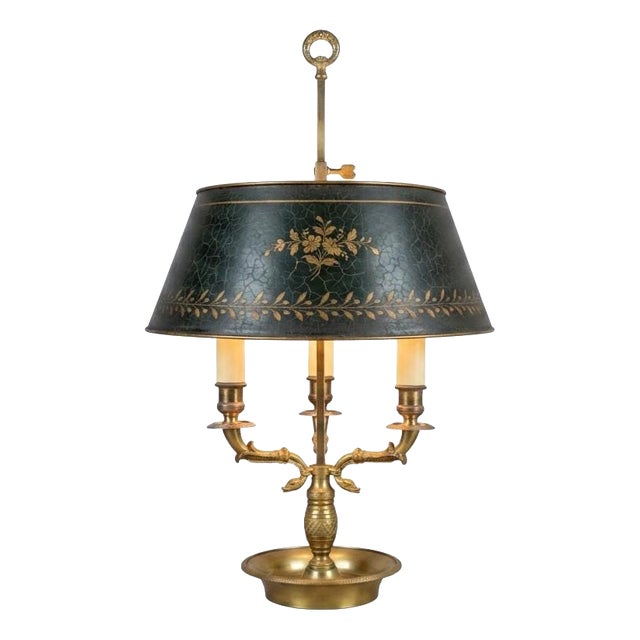 Antique Empire Bronze Bouillotte Lamp with Swan Motifs, 1910s For Sale