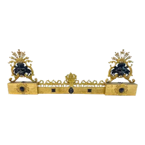 Vintage Green Face & Lion Face Fireplace Chenet