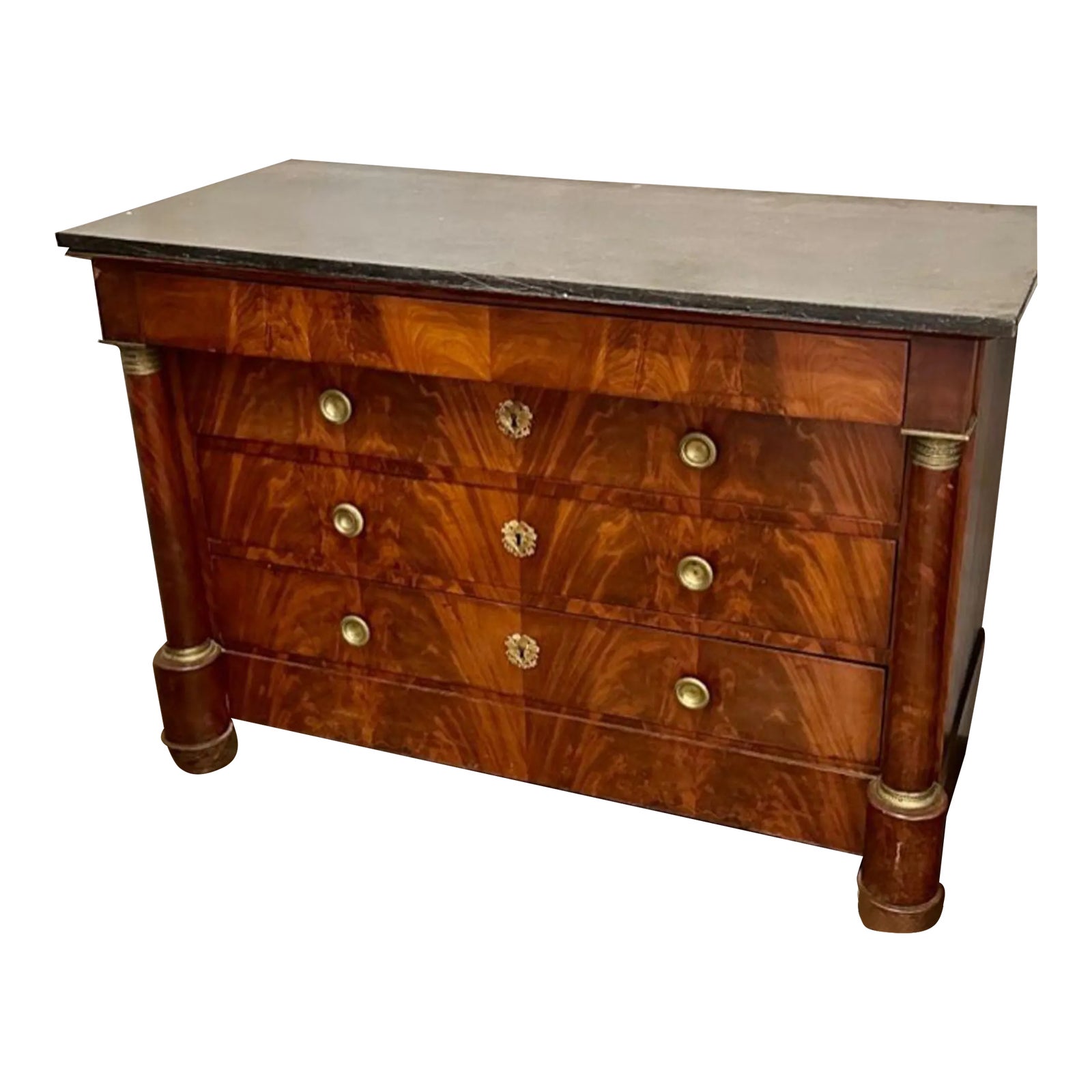 French Empire Mahogany Commode | Chairish