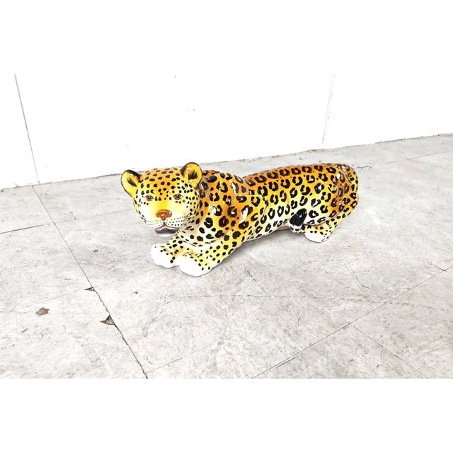 Vintage Italian Ceramic Hand Painted Leopard, 1960s For Sale - Image 9 of 10