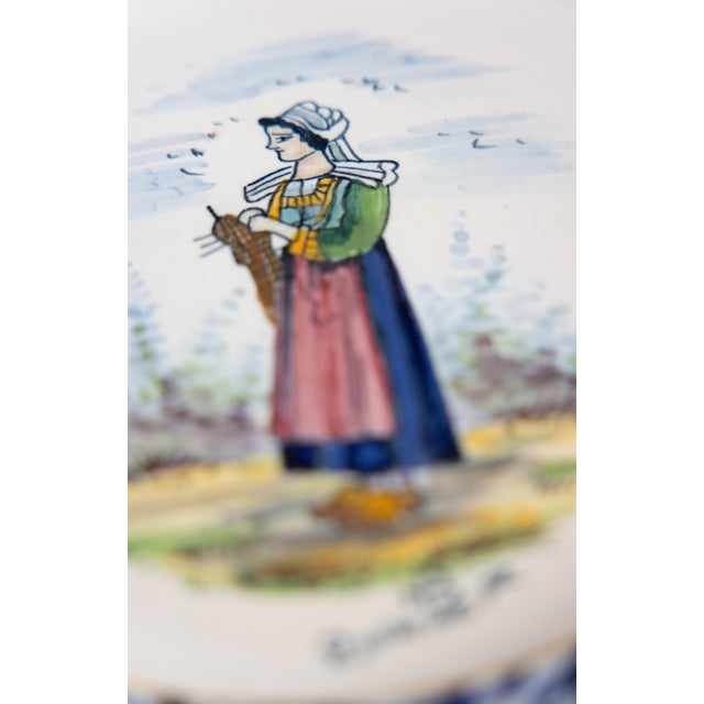 Ceramic Antique French Faience Quimper Plates - A Pair For Sale - Image 7 of 9