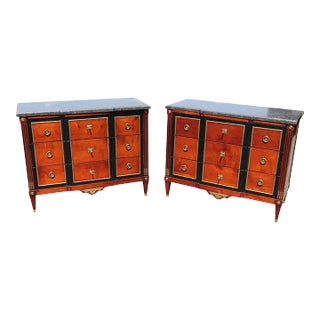Hand-Made Custom French Bronze Mounted Cherry and Ebonized Commodes - A Pair For Sale