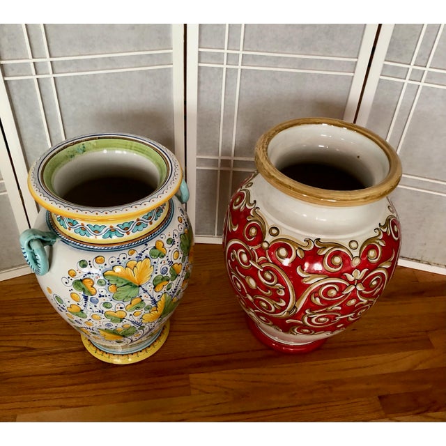 Casola Ceramica Floor Vases 21" X 15" From Positano, Italy 1996 For Sale - Image 4 of 11