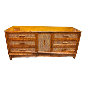 American of Martinsville Regency Style Faux Bamboo and Wicker Credenza / ChestIsland Bamboo and Rattan Dresser