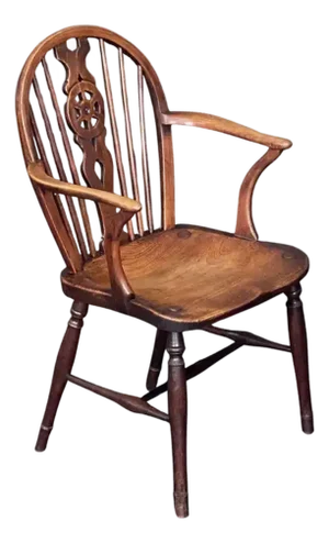 English Windsor Armchair of Ash and Elm With Captain's Wheel Back