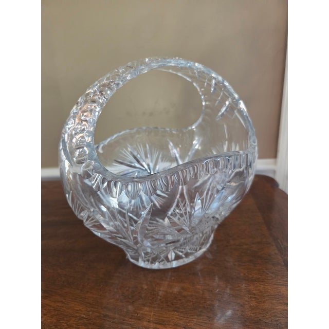 Stunning elegant late mid 20th century American brilliant cut glass Basket created from one single peice. Classic ABC...