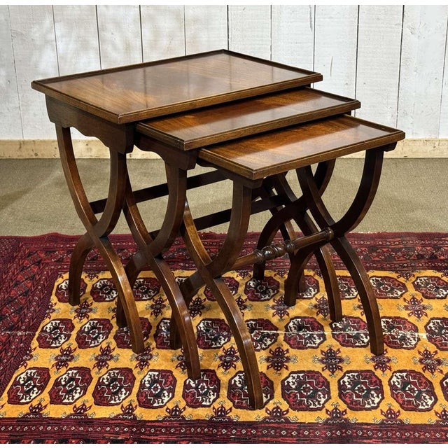 English Mahogany Nesting Tables, 1950s, Set of 3 For Sale - Image 6 of 15