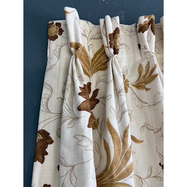Custom Lee Jofa Floral Pinch Pleat Curtains - 2 Panels 76” For Sale - Image 9 of 12