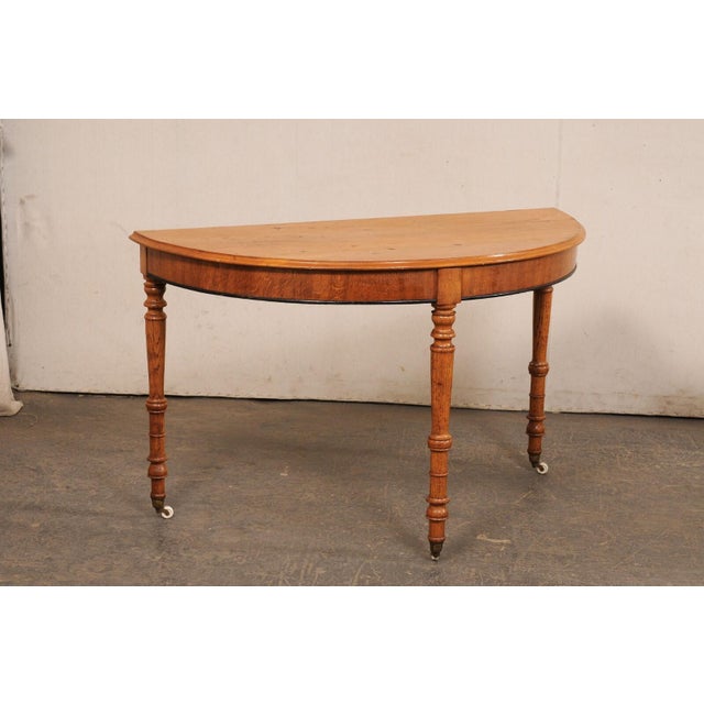 Mid-Century Modern 19th Century Swedish Chestnut Demi-Lune Tables - a Pair For Sale - Image 3 of 12