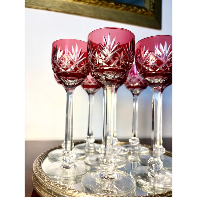 Vintage Liquor Glasses in Saint Louis Crystal, 1920s, Set of 9 For Sale - Image 10 of 18