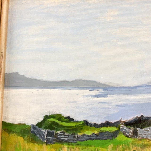 2010s Julia Burr Painting Nautical Coastal Mountain Landscape Painting Framed Signed For Sale - Image 5 of 8