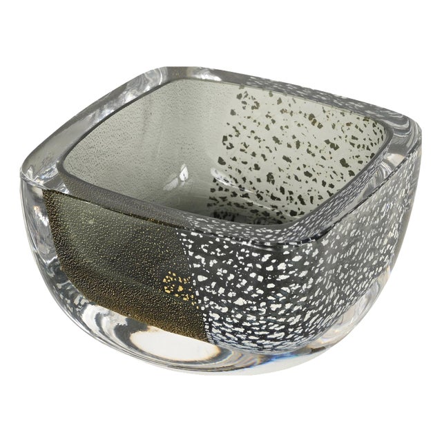 Murano Glass Bowl with Gold and Silver Inclusions attributed to Seguso, Italy, 1960s For Sale