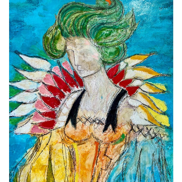 Lazzaro Donati, Italian Modernist Surrealist Woman Color Oil Painting Lazzaro Donati La Regina, 1961 For Sale - Image 9 of 14
