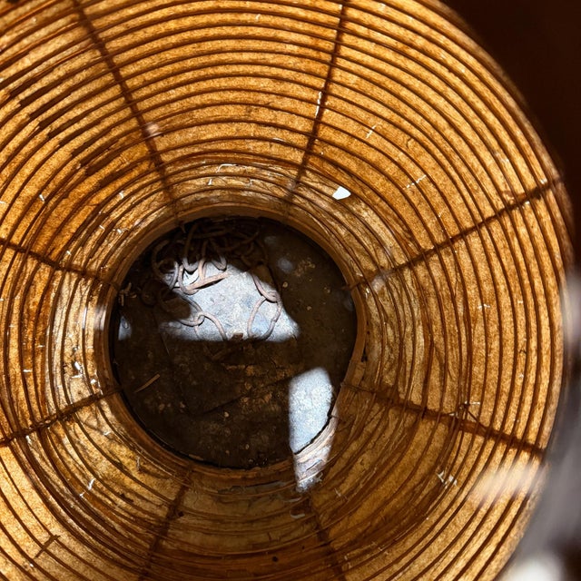 Vintage Japanese Chochin Lantern With Woven Bamboo Exterior For Sale - Image 11 of 12
