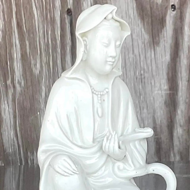 Vintage Asian 1920s Blanc De Chine Figure of Lady For Sale - Image 14 of 16