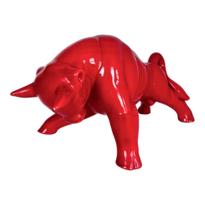 Mid Century Modern Ceramic Bull Figurine | Haeger Style