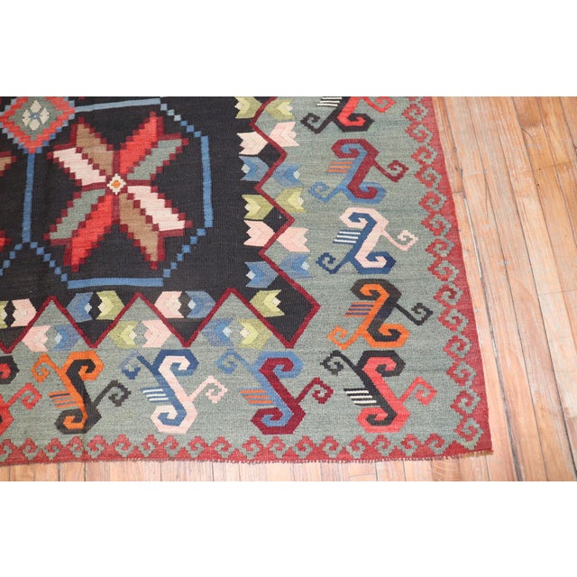Red Early 20th Century Besserabian Large kilim - 11'9" x 13' For Sale - Image 8 of 10