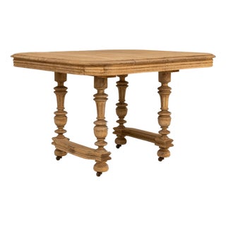 1900s Belgian Renaissance Revival Oak Table on Wheels For Sale