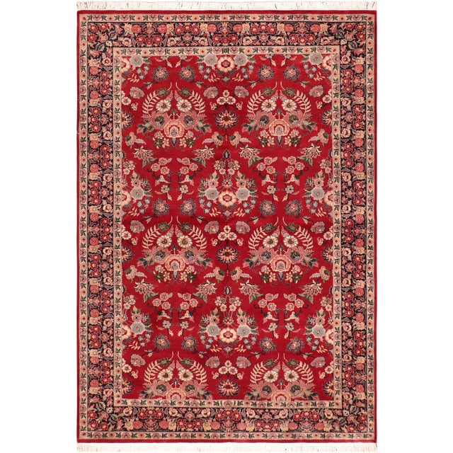 Shabby Chic Floral 1990's Pak-Persian Red/Blue Wool Rug - 6'1'' X 9'1'' For Sale - Image 9 of 9