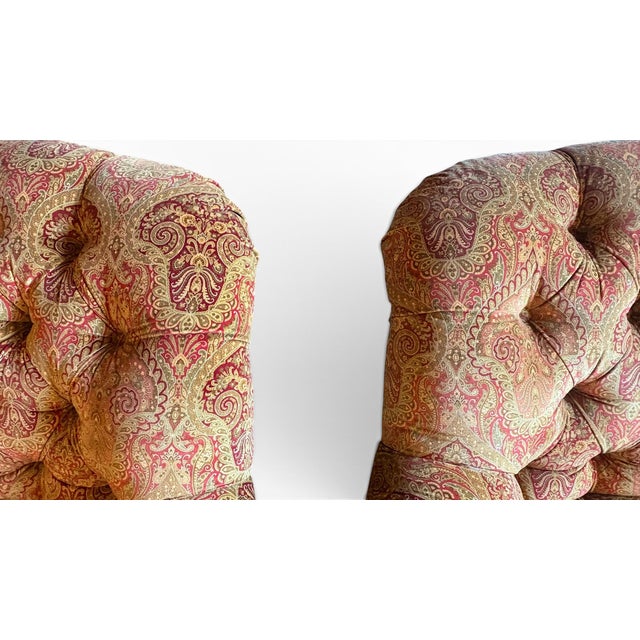 Victorian Pair of George Smith Style Tufted Club Chairs For Sale - Image 3 of 8