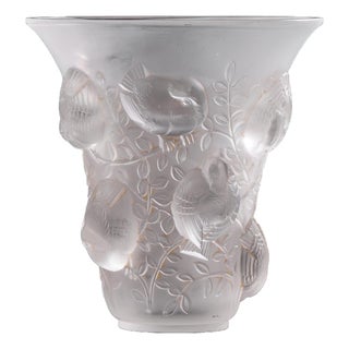 René Lalique St. Francois Frosted Crystal Vase For Sale