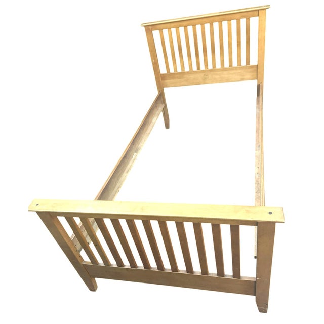 Solid Maple Mission Style Twin Bedframe Made in Maine by Moosehead Furniture - Vintage Late 20th Century - 44" W 79" D 43" H For Sale - Image 4 of 6