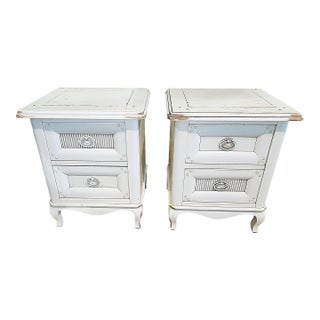 1990s Pair of French Country Style Shabby Night Tables Nightstands For Sale