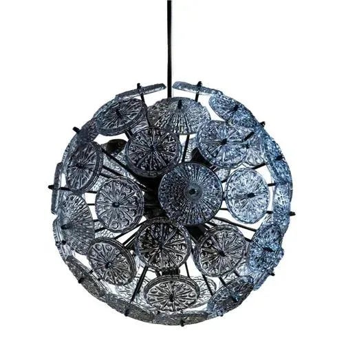 Chrome and Crystal Glass Flower-Bucket Starburst Ballroom Pendant Light, Germany, 1960s For Sale - Image 11 of 11