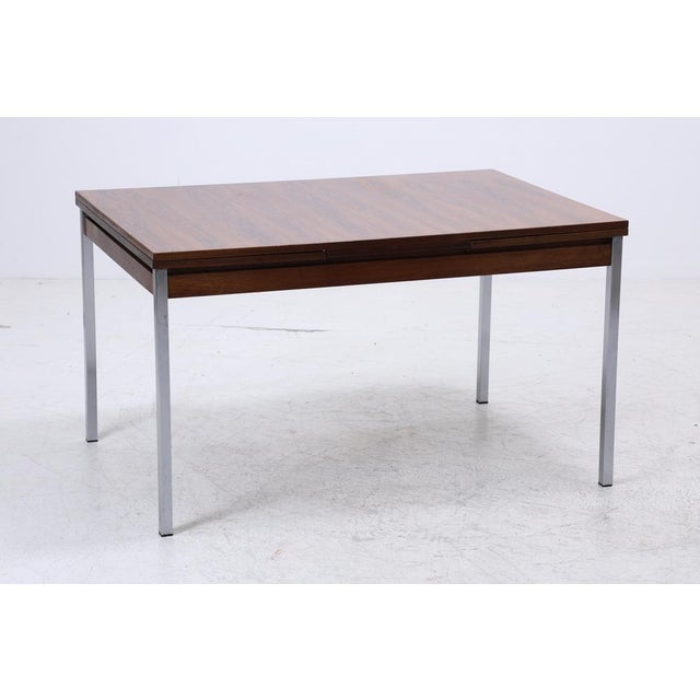 Vintage Extendable Rosewood Dining Table in Chrome and Wood, 1960s For Sale - Image 3 of 14