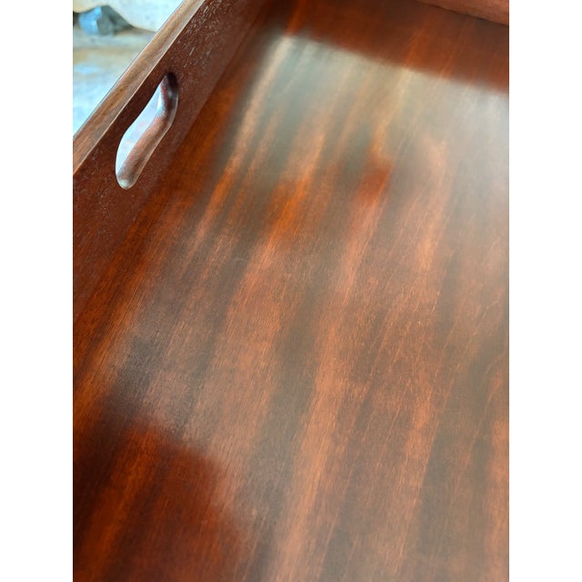 Vintage Wood Butler's Tray Table & Stand For Sale - Image 4 of 5