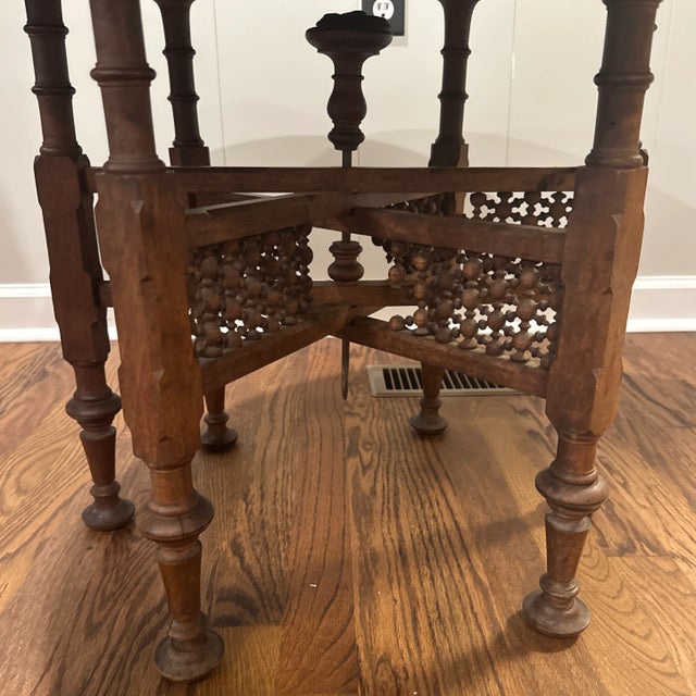 Moroccan Brass Tray Table For Sale - Image 4 of 11