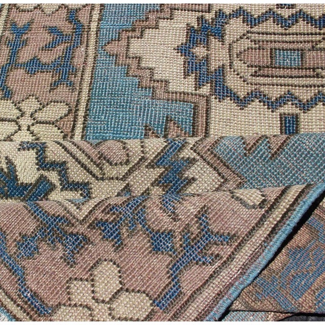 Long Vintage Turkish Runner With Geometric Design in Light Blue and Taupe 2'9 X 17'4 For Sale - Image 11 of 12