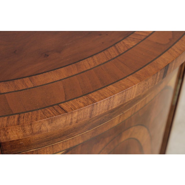 Wood Trosby Inlaid Yew Wood Demilune Cabinet Commode For Sale - Image 7 of 18