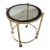 Mid 20th Century Round Brass-Tone & Glass Rolling Side Table – Hollywood Regency Style For Sale