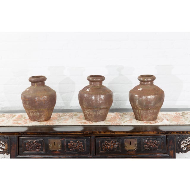 Mid 19th Century 19th Century Indian Metal Vessels with Weathered Patina - Set of 3 For Sale - Image 5 of 13