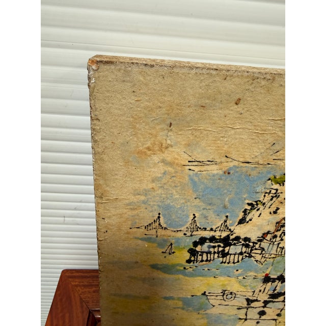 Tan Viking Leon Abstract Art of San Francisco on Cork Board, Mid 20th Century For Sale - Image 8 of 12