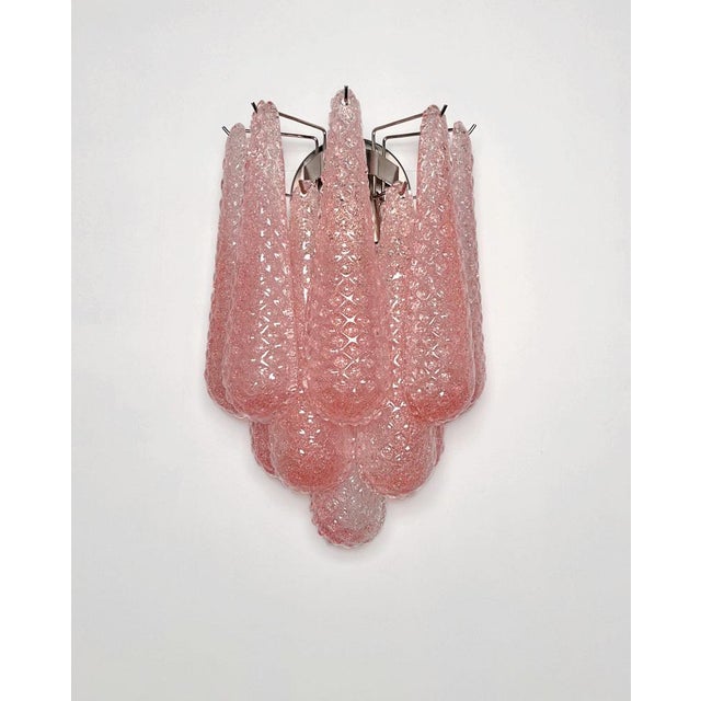Vintage Pink Glass Petals Drop Wall Sconces, 1990s, Set of 2 For Sale - Image 16 of 16