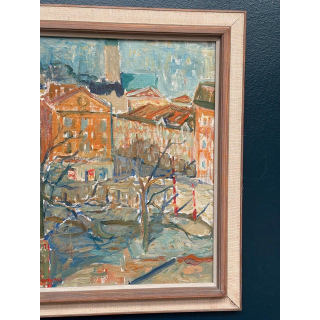 Rune Person, City Scene, 1950s, Oil Painting on Canvas, Framed For Sale - Image 10 of 18